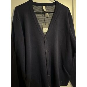 Five Four Los Angeles Allan Cardigan Sweater Mens Large Navy Blue Button Down NW
